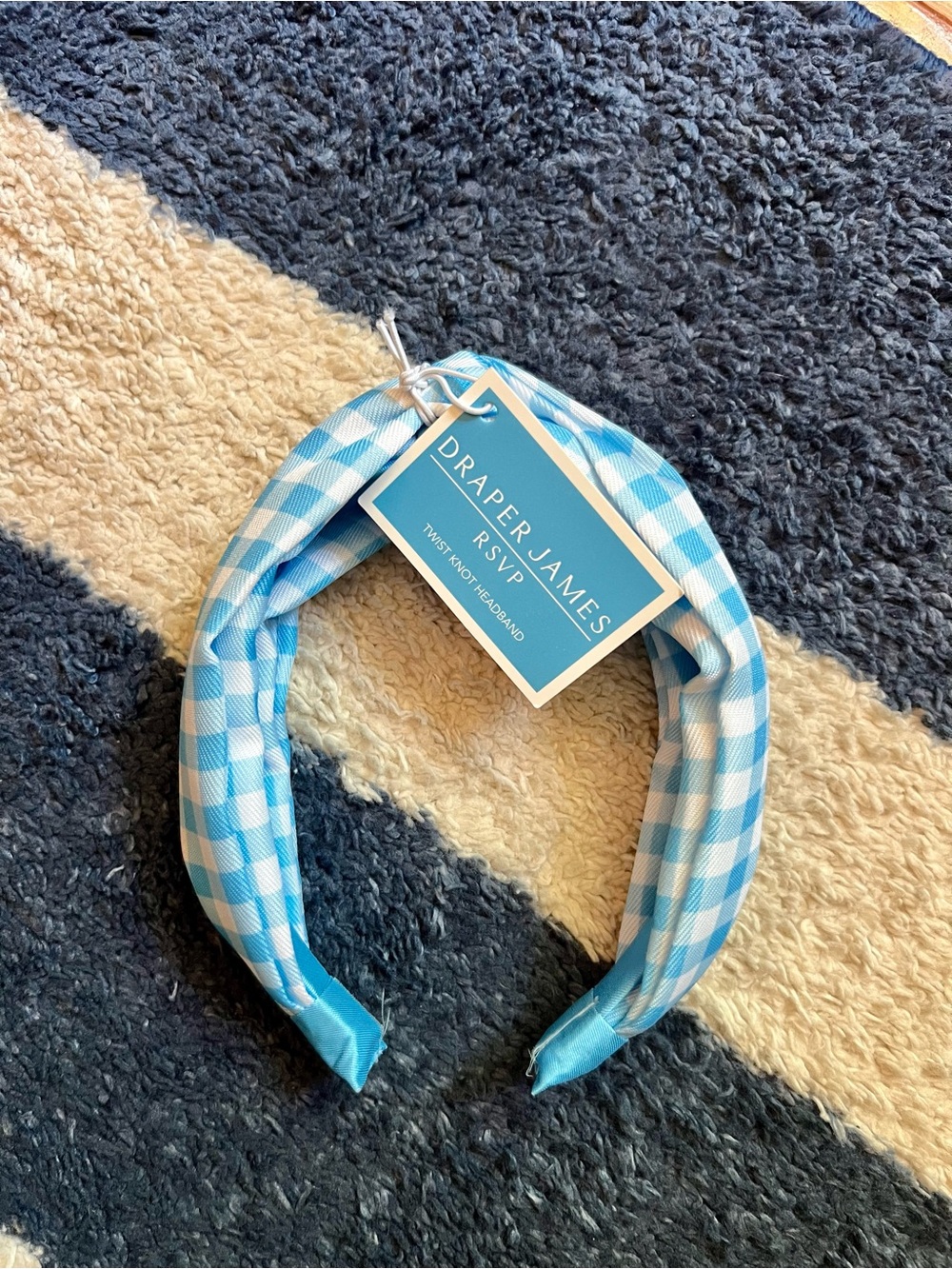 NWT Draper James Twist Knot Headband, Blue Gingham print